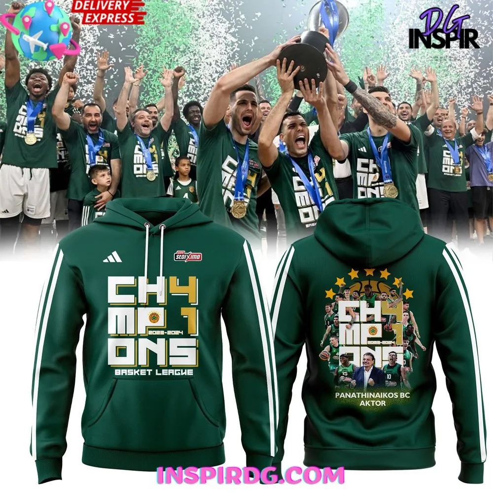 -Panathinaikos BC Yunanistan Champions Basket League Shirt Hoodie Polo