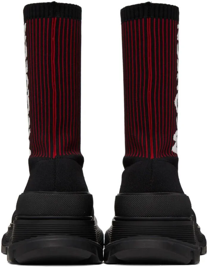 Alexander McQueen Black & Red Graffiti Tread Slick High-Top Sneakers