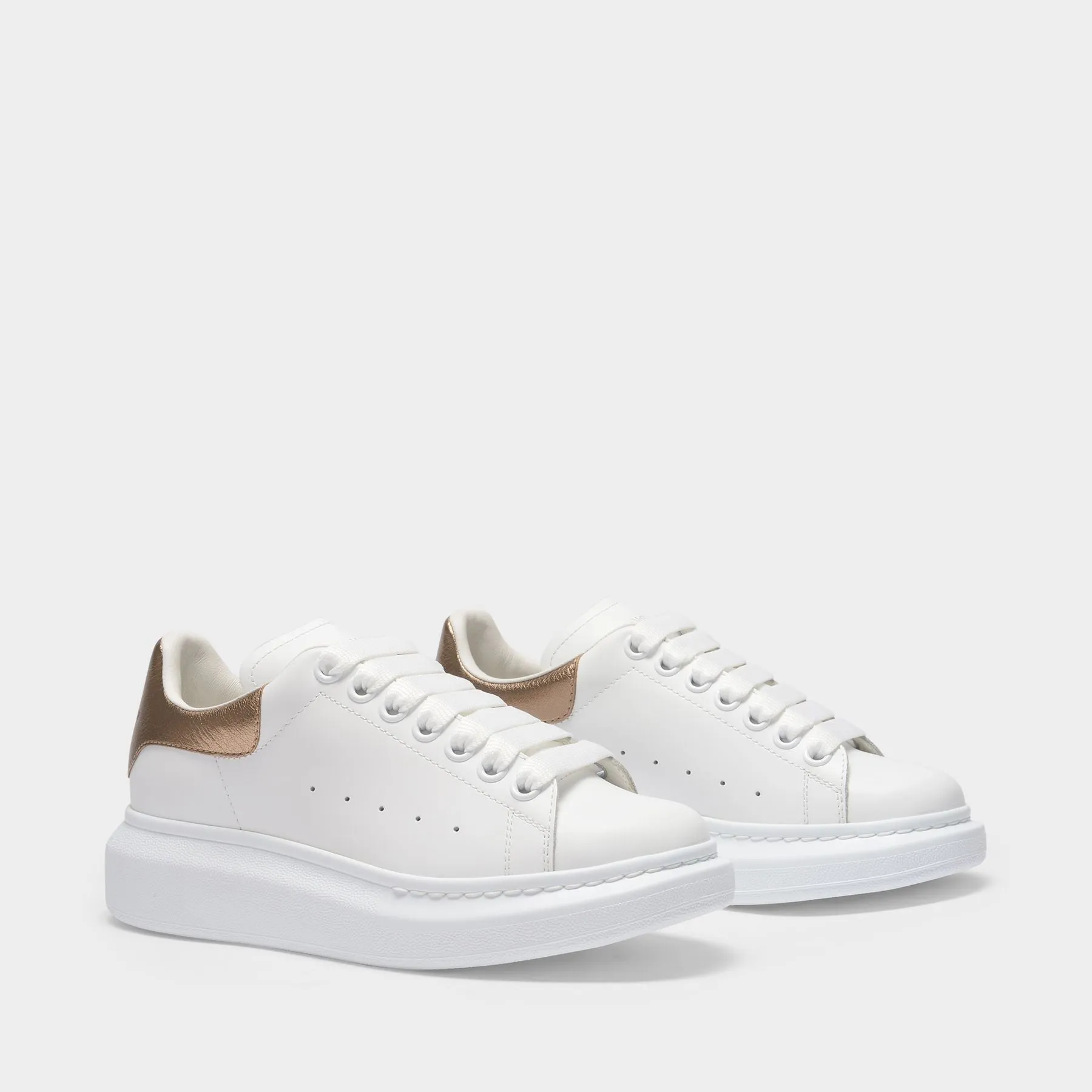 Alexander McQueen  Oversized Sneakers - Alexander Mcqueen - White/Pink Gold - Leather