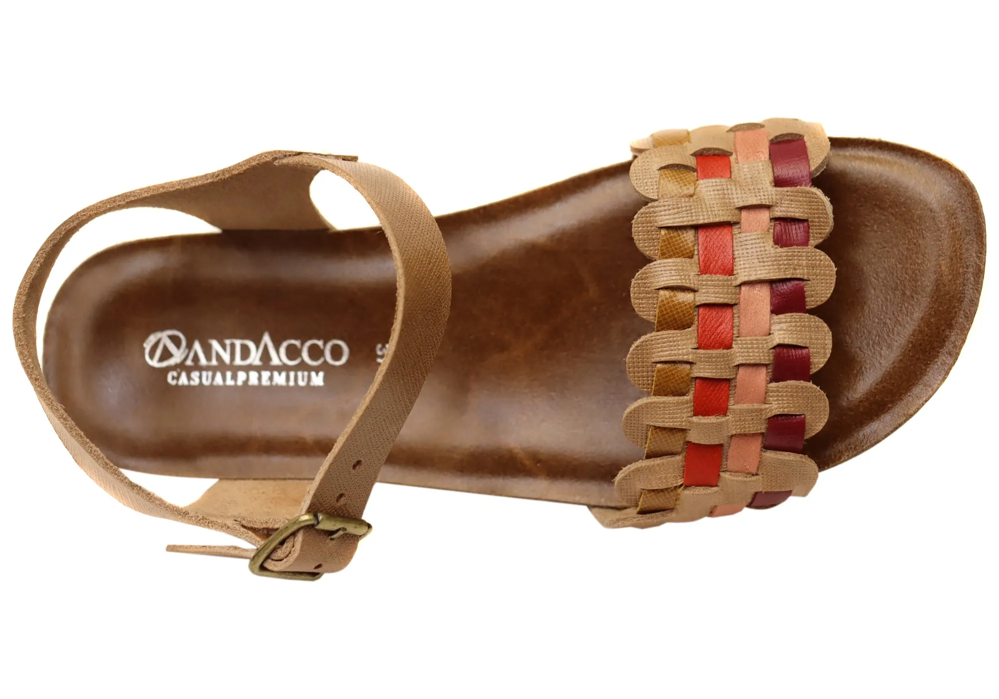 Andacco Mulberry Womens Comfortable Leather Sandals Made In Brazil