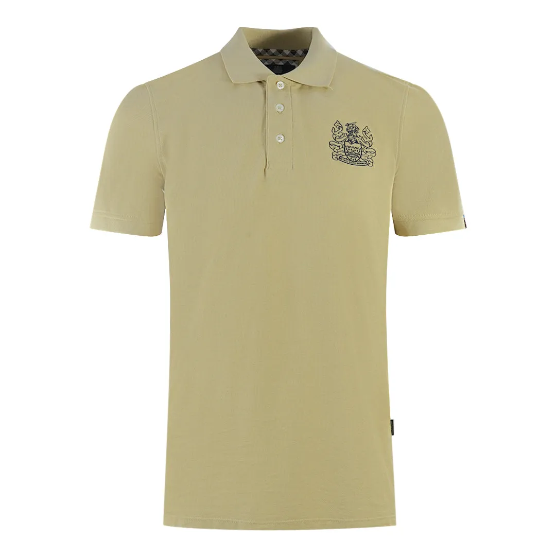 Aquascutum Branded Sleeve Beige Polo Shirt