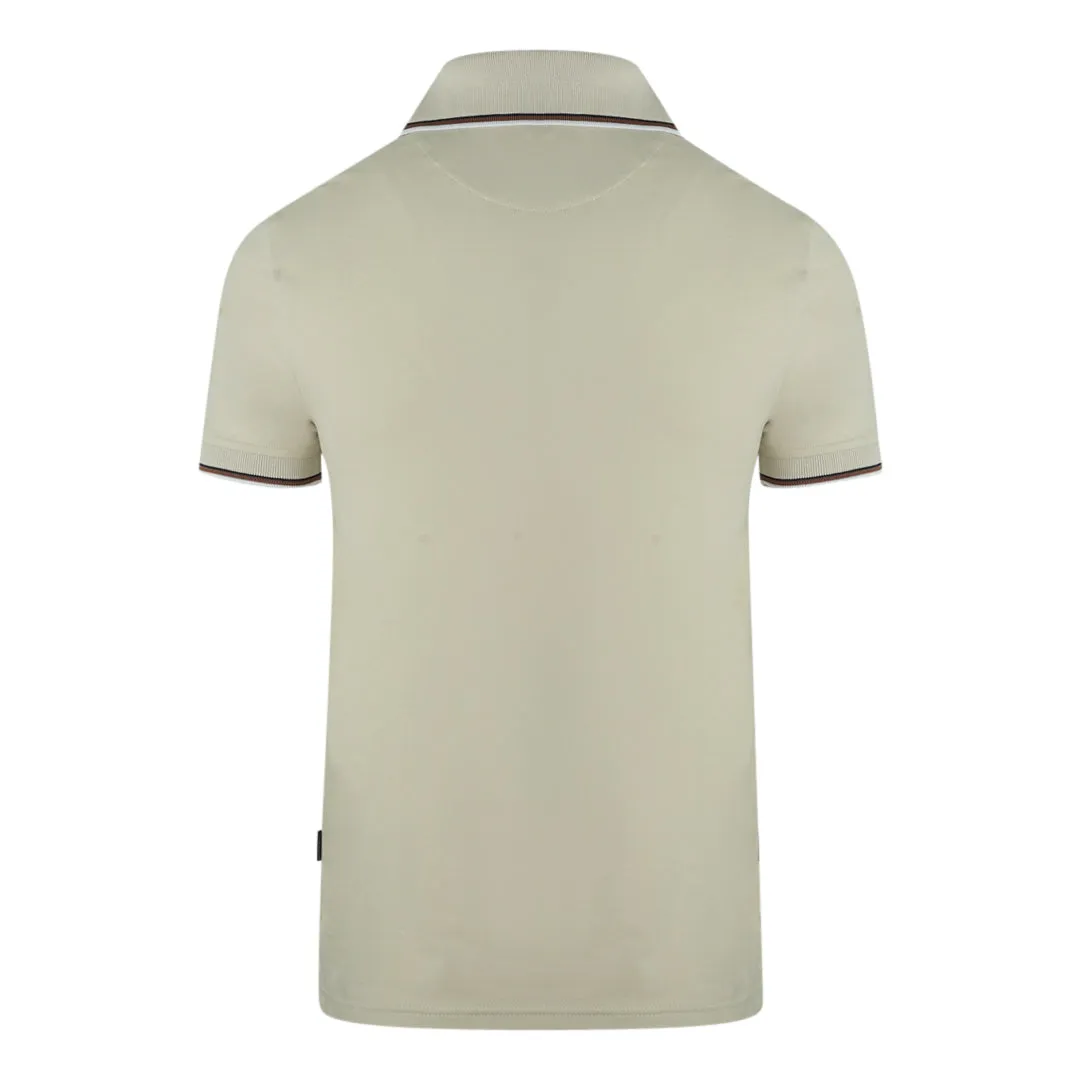 Aquascutum Tipped Collar Beige Polo Shirt