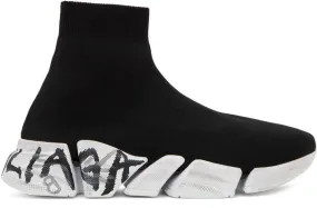 Balenciaga Black Speed 2.0 Graffiti Sneakers