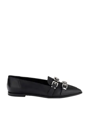 Ballet flats with buckles, black