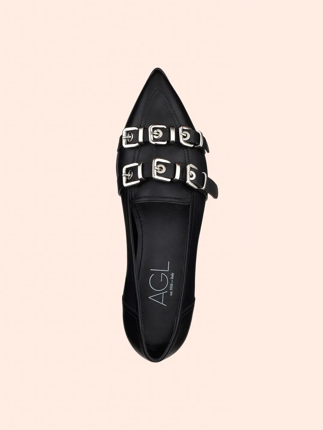 Ballet flats with buckles, black