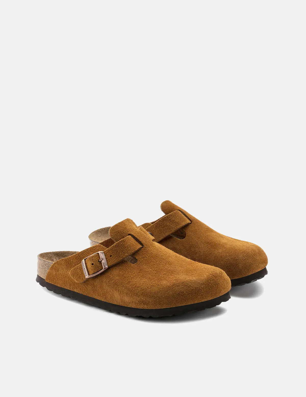 Boston Suede Leather Regular, Soft Footbed Sandals - Mink