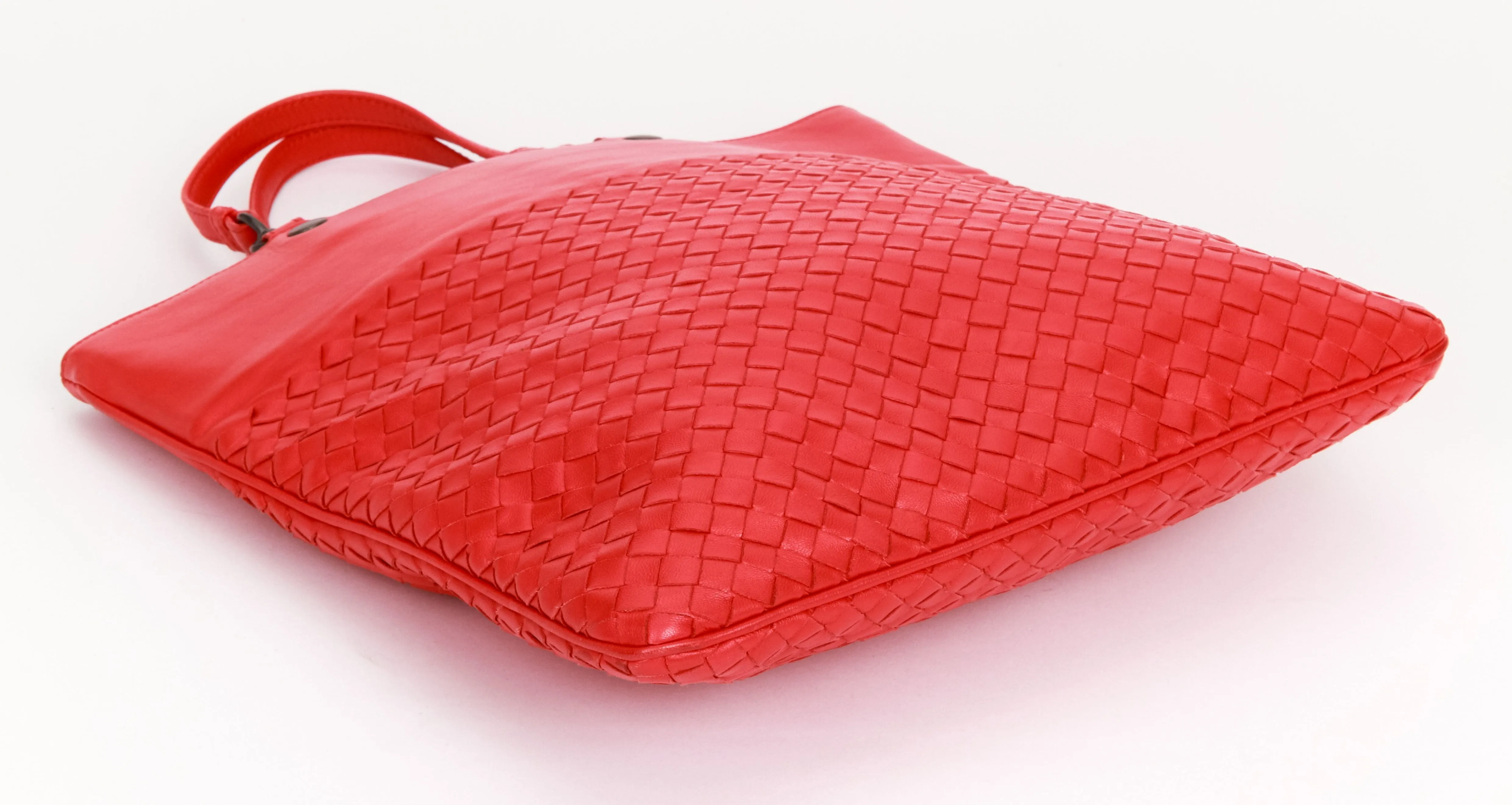 Bottega Intrecciato Red Lambskin Bag