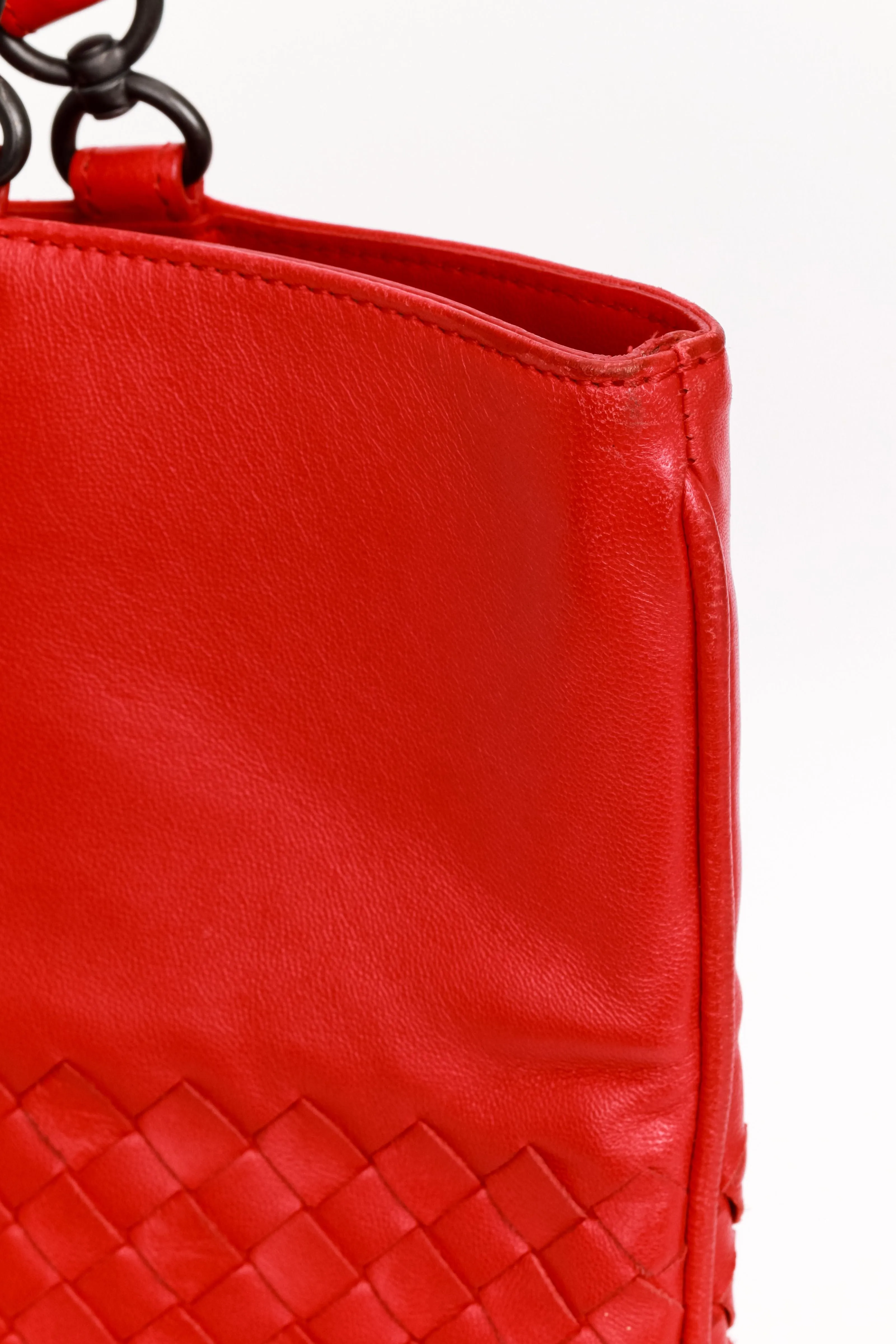 Bottega Intrecciato Red Lambskin Bag