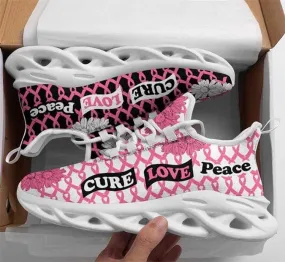 Breast Cancer Awareness Cure Love Peace Sunflower Pink Ribbon Clunky Sneakers