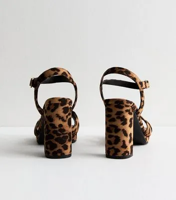 Brown Suedette Leopard Print Platform Sandals New Look