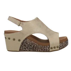 Carley Leopard Print Studded Wedge Sandals