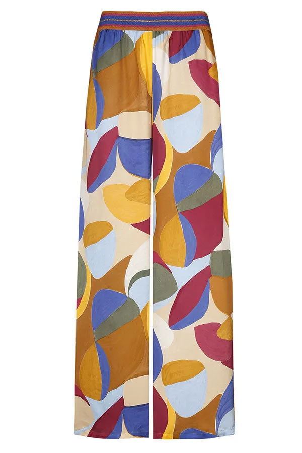 Caroline Biss MULTICOLOR PRINT LOOSE WIDE TROUSERS