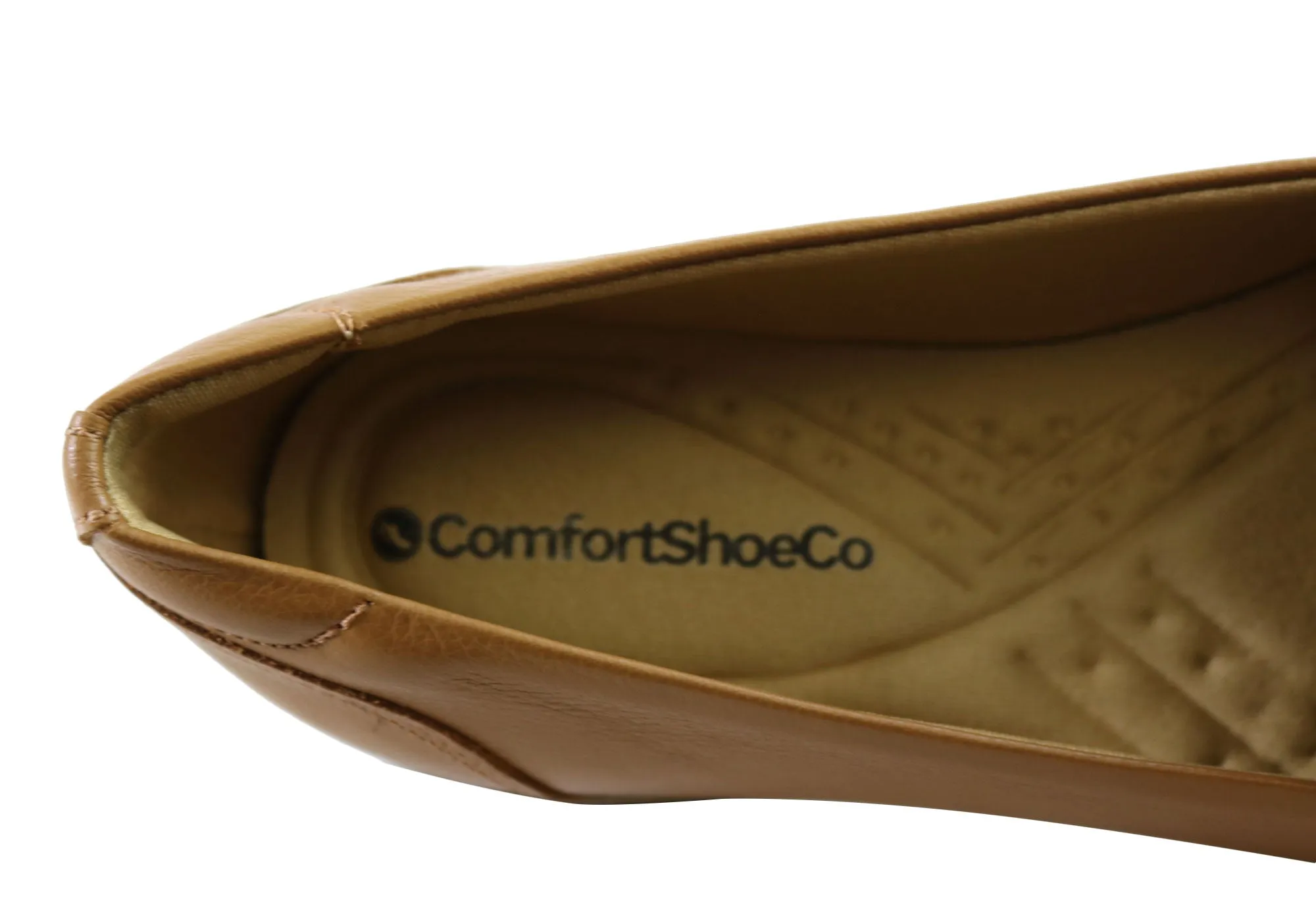 Comfortshoeco Nadya Womens Comfort Cushioned Leather Low Heel Shoes