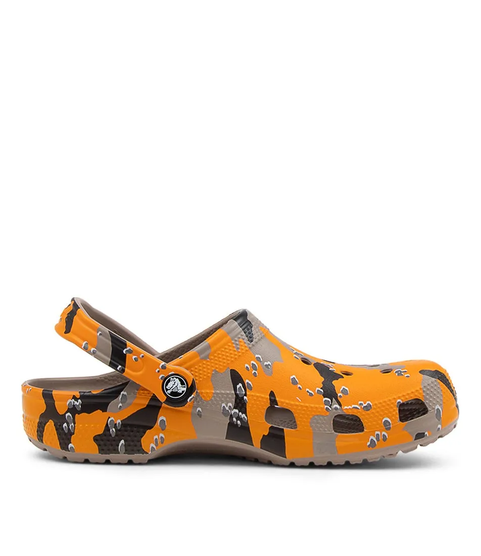 CROCS Classic Printed Camo Orange Zing Sandals