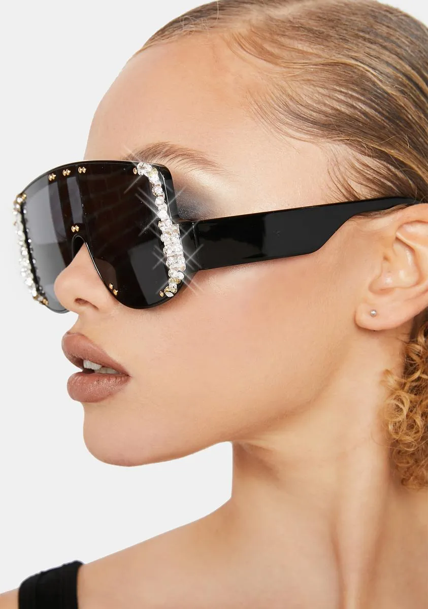 Crystal Clear Rhinestone Sunglasses-