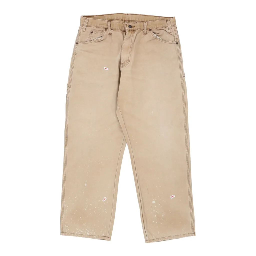 Dickies Carpenter Trousers - 36W 29L Beige Cotton