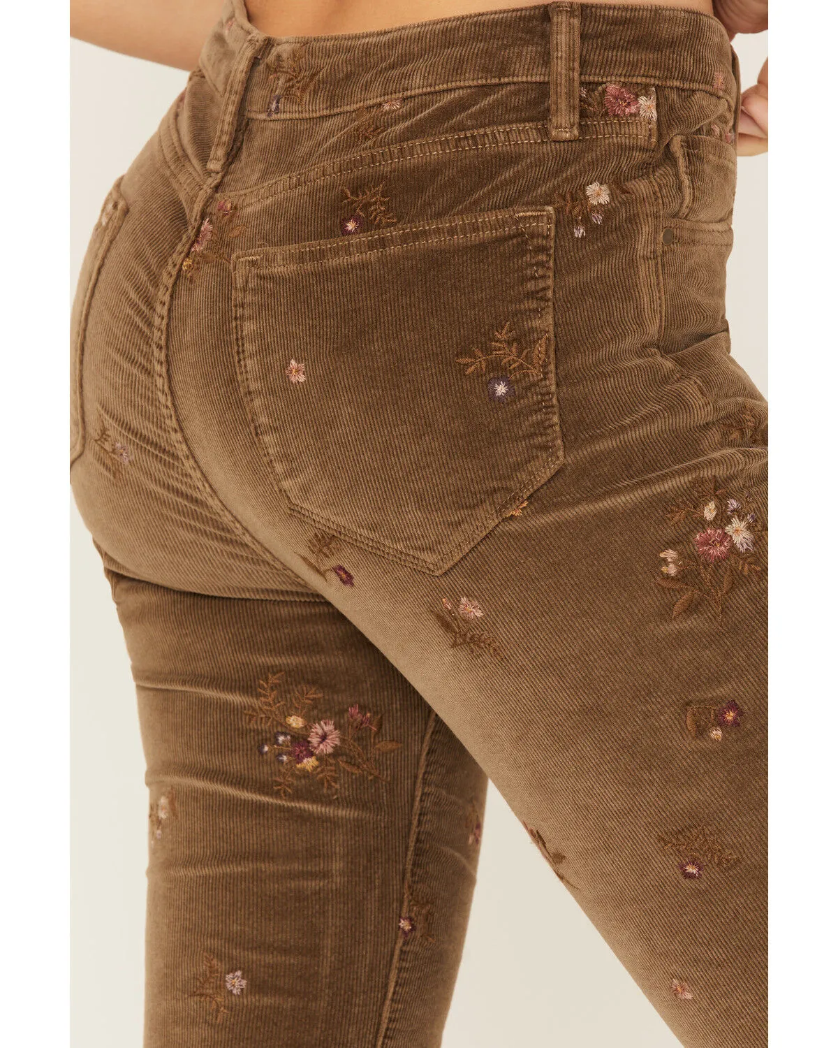 Driftwood Women's Farrah Embroidered Floral Corduroy Flare Jeans