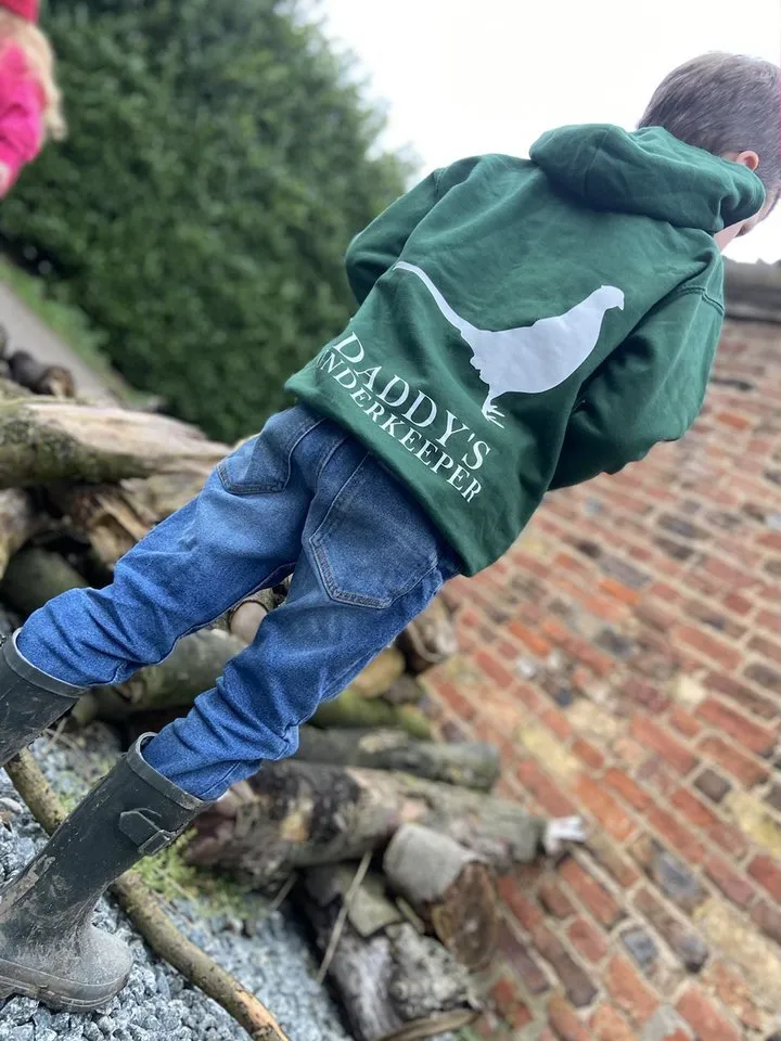 Feathers Country Bottle Green Under Keeper Childrens Hoodie