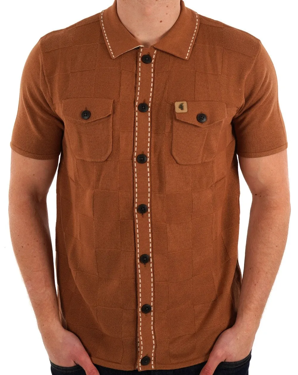 Gabicci Vintage Buckler Knitted Polo Toffee