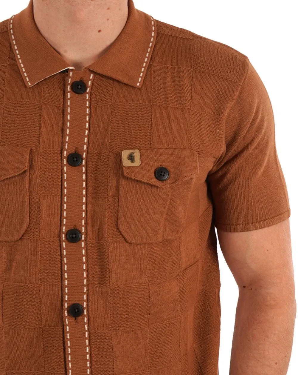 Gabicci Vintage Buckler Knitted Polo Toffee