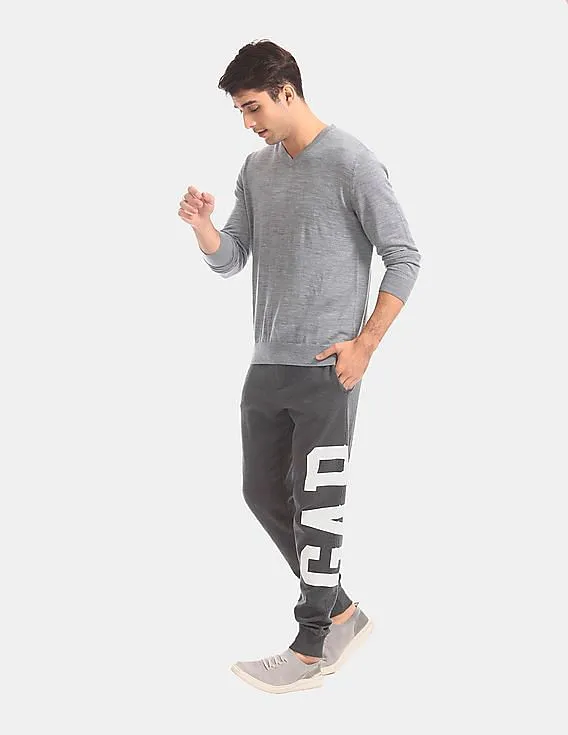 GAP Men Grey Vertical Logo Fleece Joggers