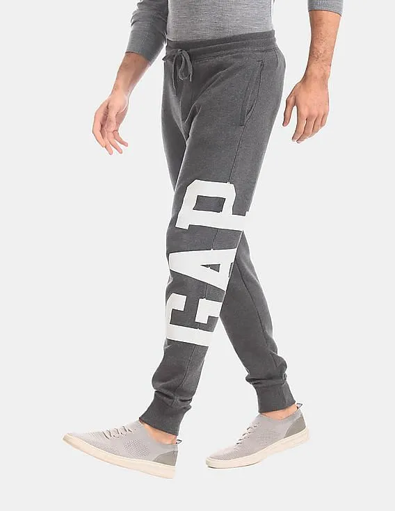 GAP Men Grey Vertical Logo Fleece Joggers