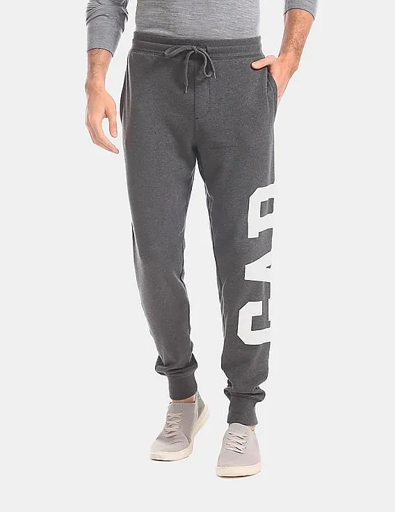 GAP Men Grey Vertical Logo Fleece Joggers