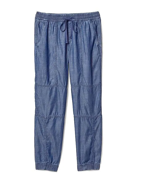 GAP Women Blue Tencel Seamed Joggers