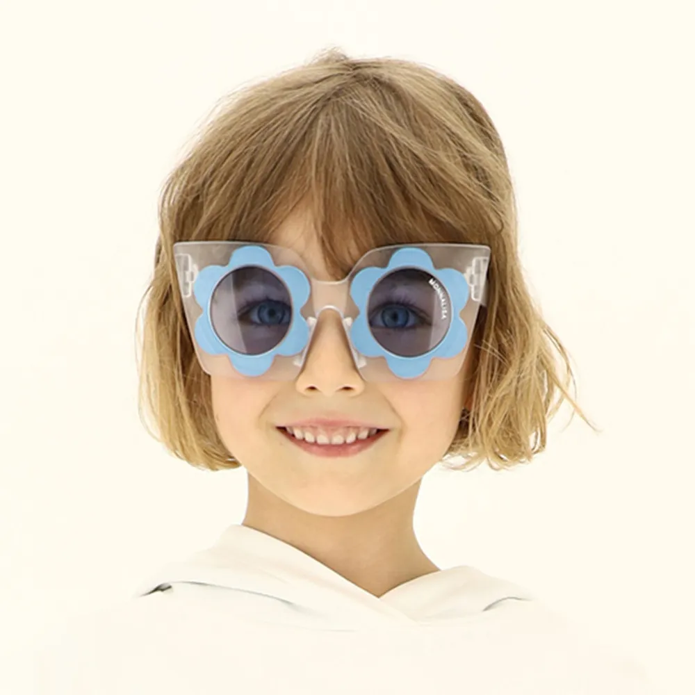 Girls Blue Flower Sunglasses