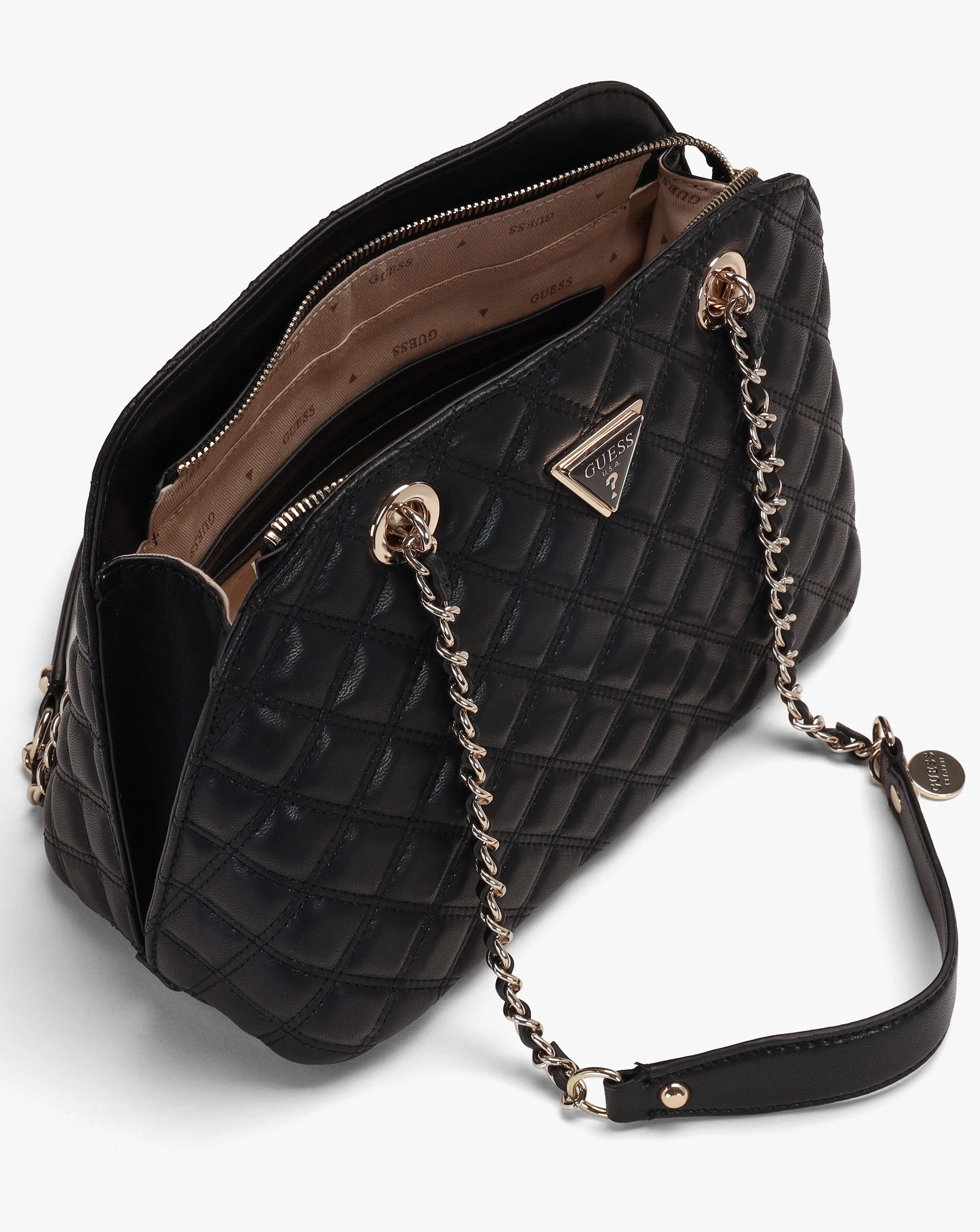 Guess Dome Black Quilted Shoulder Bag | Simply Be