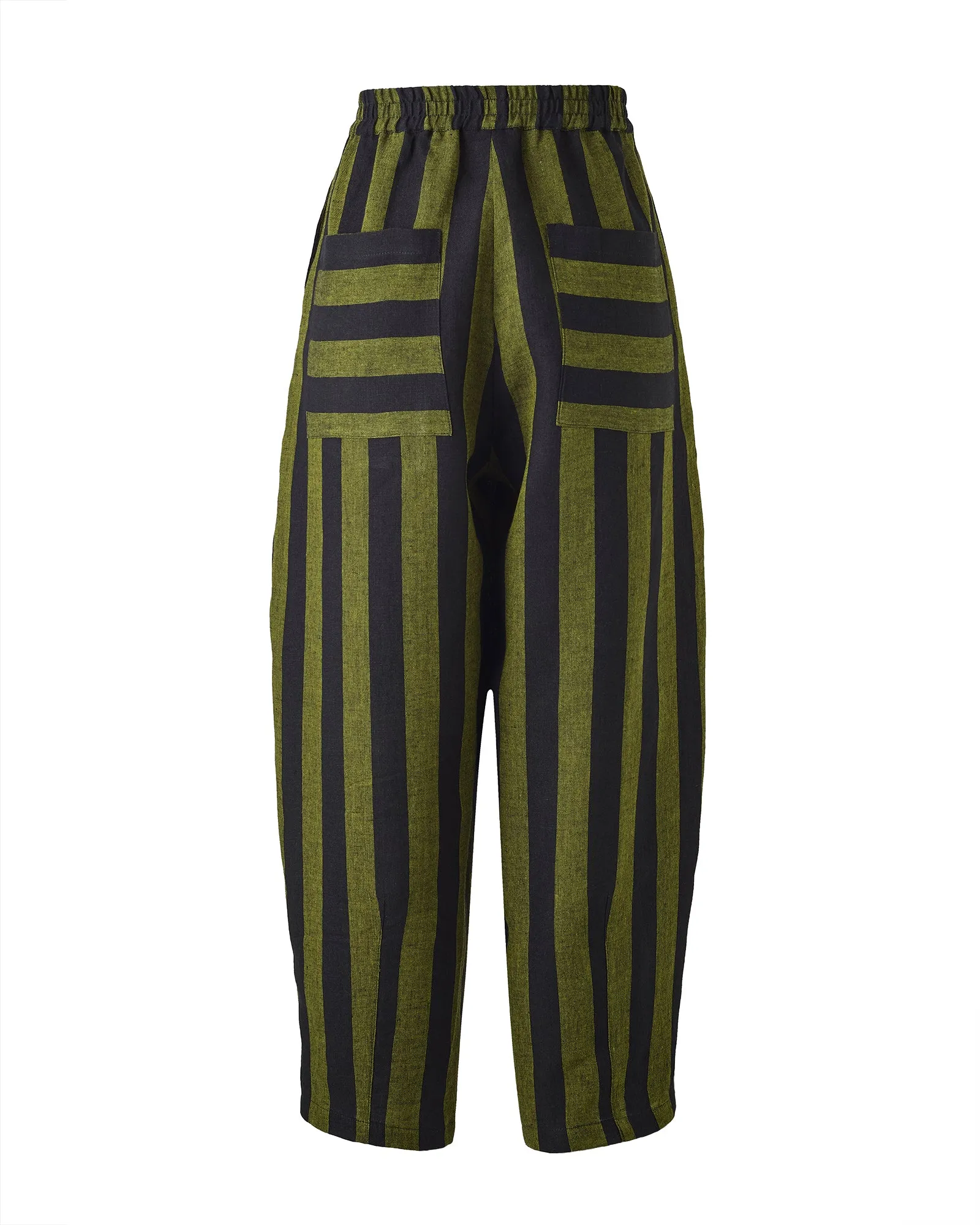 Huxley Black & Olive Stripe Linen Trousers