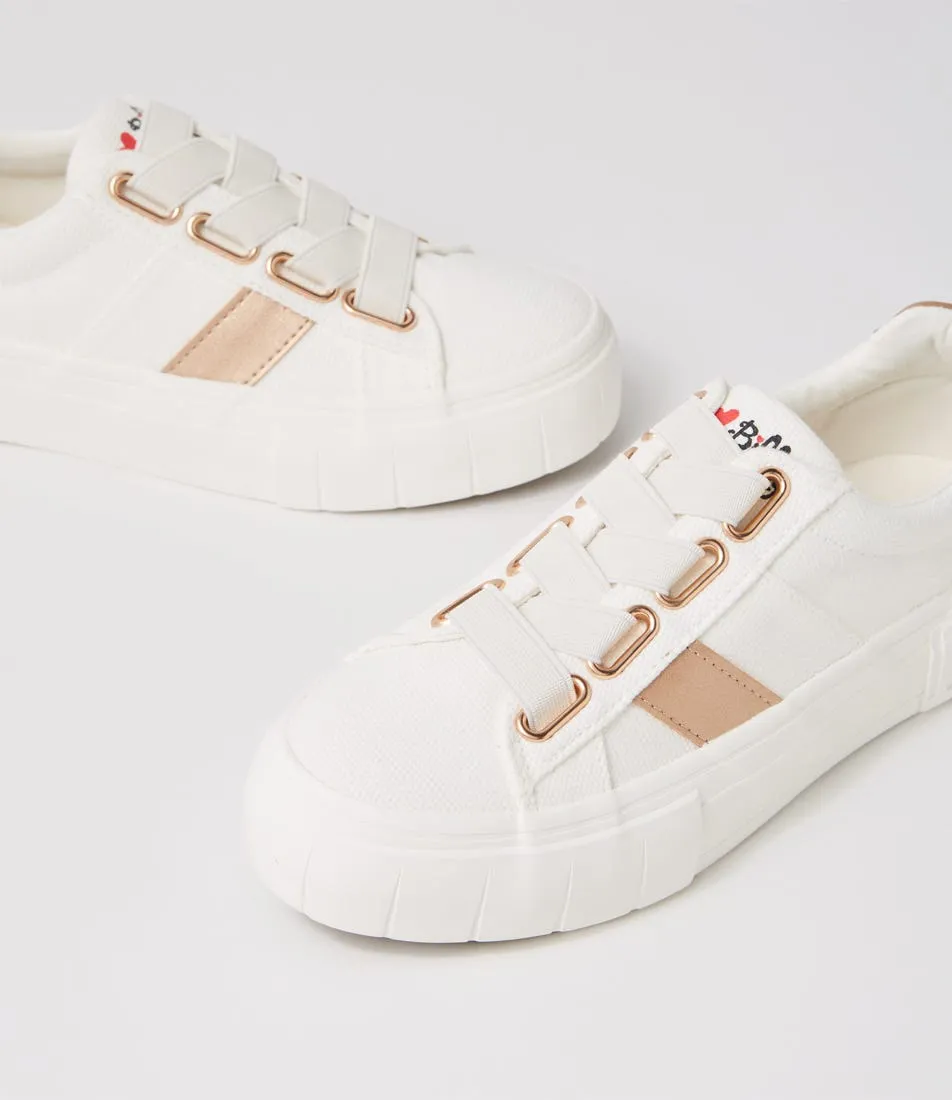 I LOVE BILLY Tristy White Rose Gold Recycled Canvas Sneakers