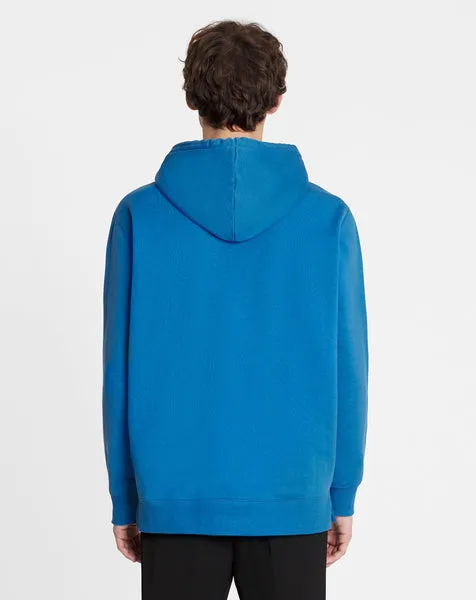 LANVIN CLASSIC PARIS OVERSIZED EMBROIDERED HOODIE, NEPTUNE BLUE