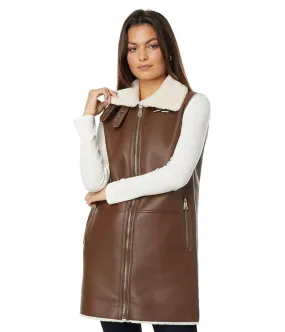 Lauren Ralph Lauren Nappa Faux Shearling Vest Women's