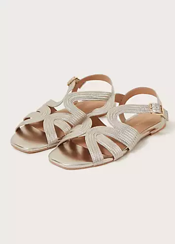 Leather Crossover Metallic Flat Sandals by Monsoon | Look Again