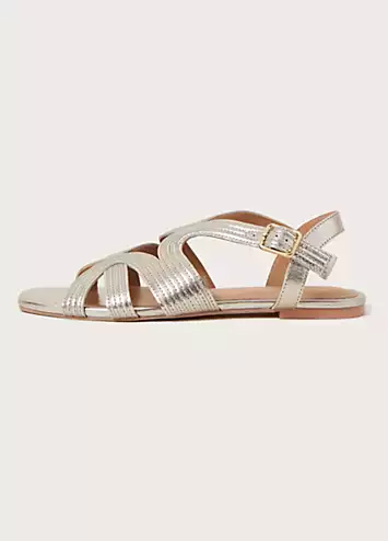 Leather Crossover Metallic Flat Sandals by Monsoon | Look Again