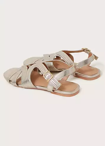 Leather Crossover Metallic Flat Sandals by Monsoon | Look Again