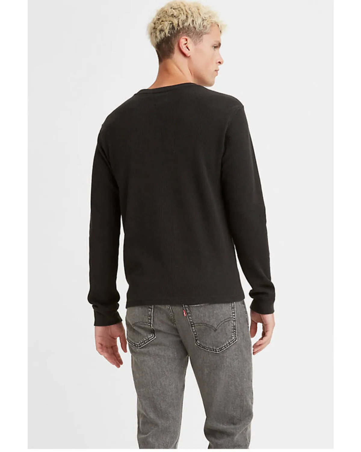 Levi's Men's Solid Black Relaxed Thermal Long Sleeve T-Shirt