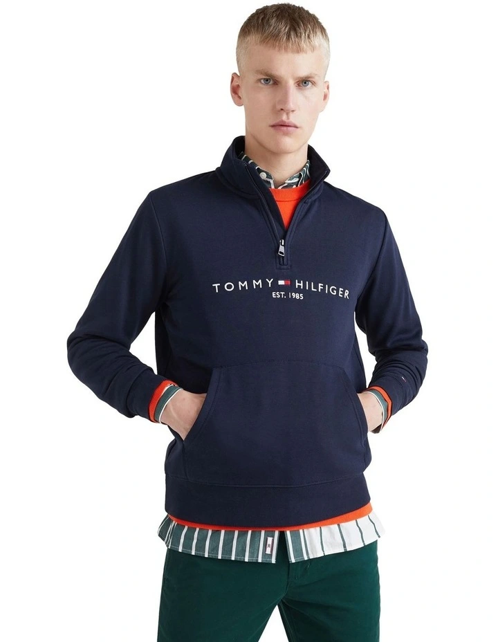 Logo Half-Zip Fleece Sweatshirt in Blue