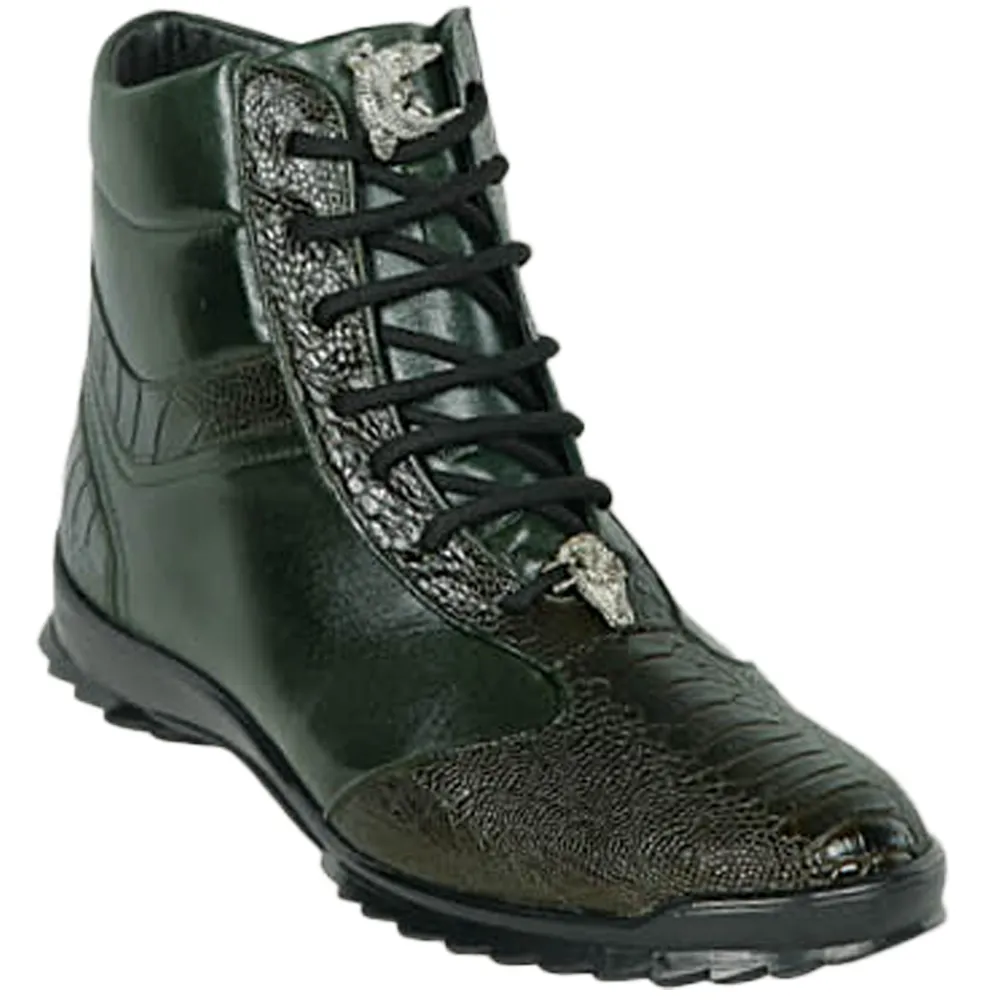 Los Altos Ostrich Leg High Top Sneakers Olive Green