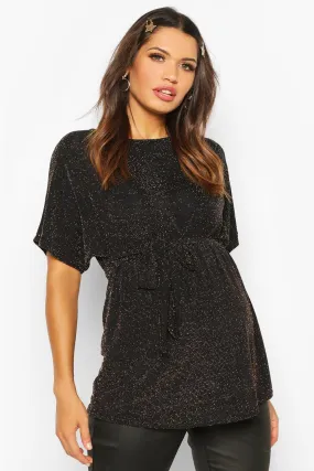 Maternity Batwing Peplum Shimmer Top