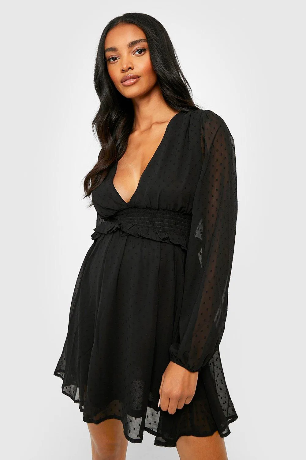 Maternity Dobby Mesh Smock Dress