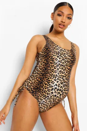 Maternity Leopard Ruched Side Swimsuit