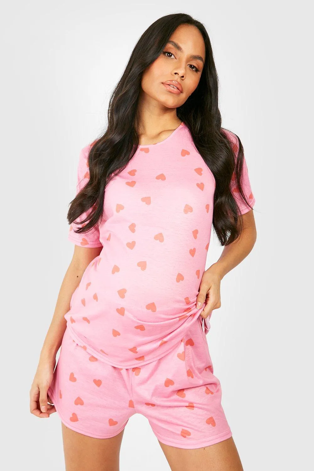 Maternity Love Heart Pajama Short Set