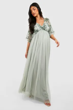 Maternity Occasion Hand Embellished Maxi Dress