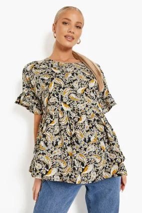 Maternity Paisley Cross Back Smock Top