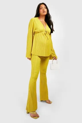 Maternity Plisse Split Flare Pants