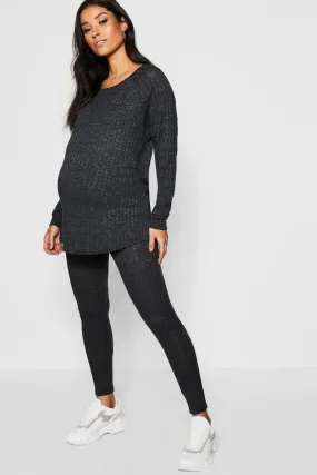 Maternity Rib Crew Neck Loungewear Set