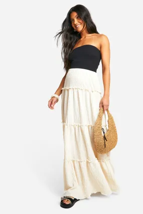 Maternity Textured Tiered Maxi Skirt