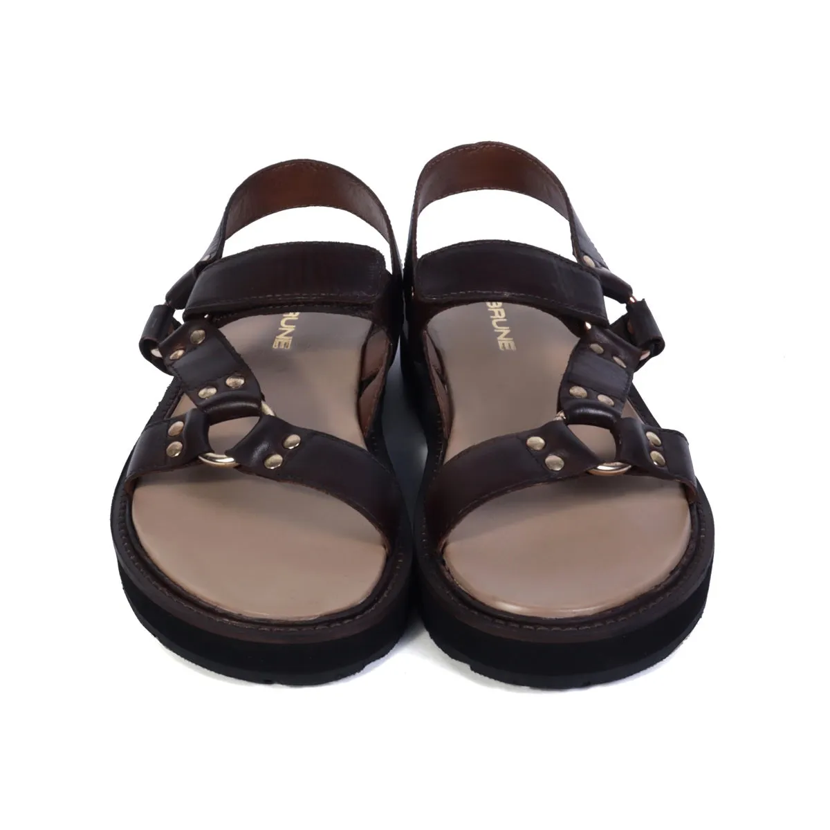 Men's Casual Sandals in Dark Brown Genuine Leather